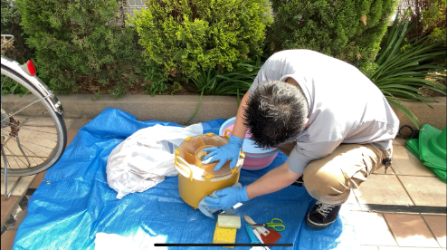 外側の除菌ふき上げ・完了